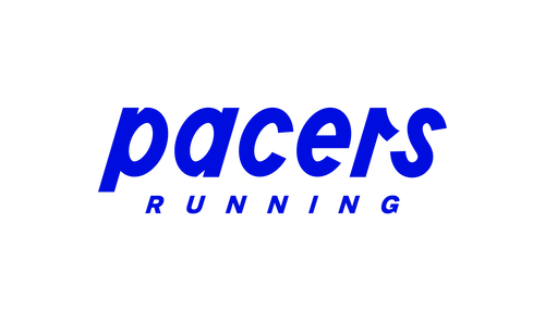 The word pacers over top of the word running.  The words are slightly leaning to the right as if they were running.